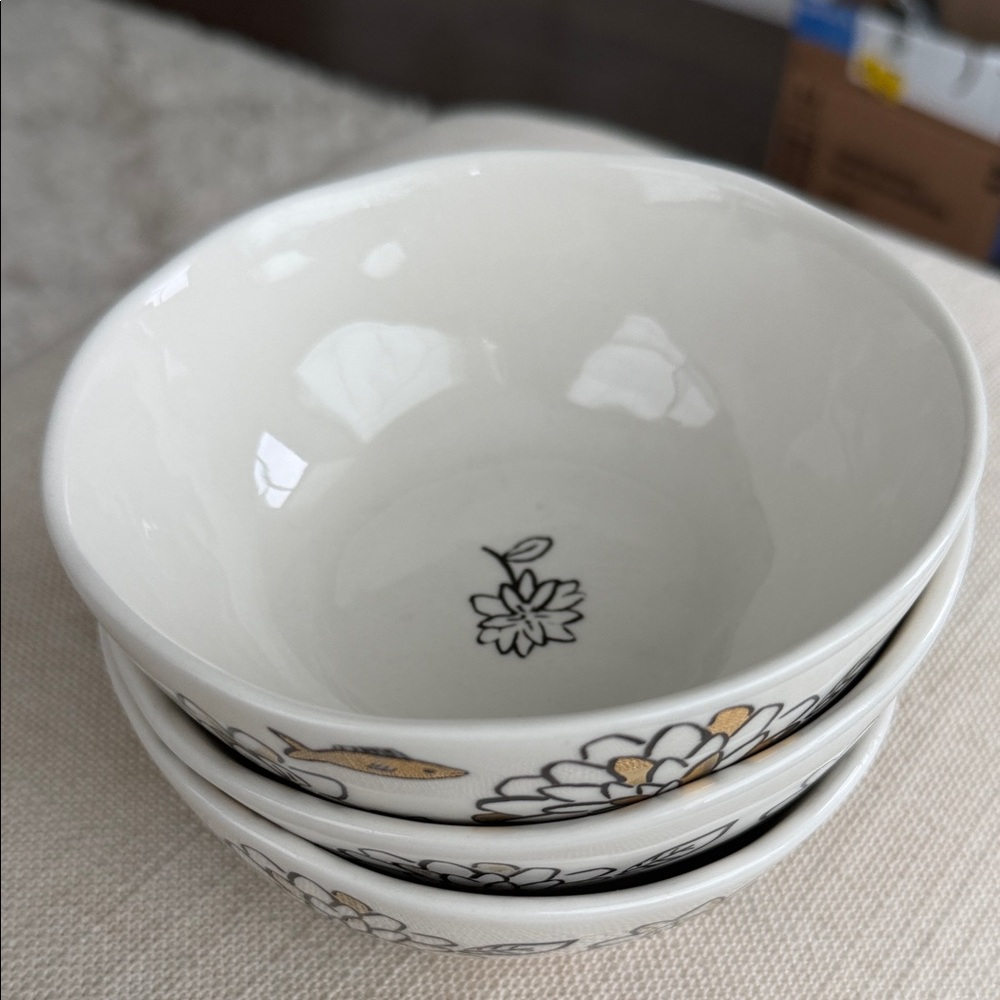 Anthro Set of 3 White Ceramic Bowls - Picture 2 of 10